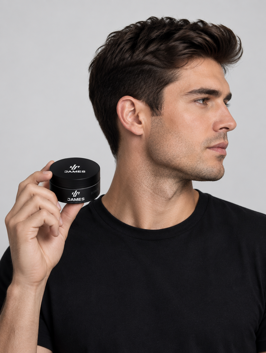 Man houdt een potje Crafd Sculpt matte pomade vast